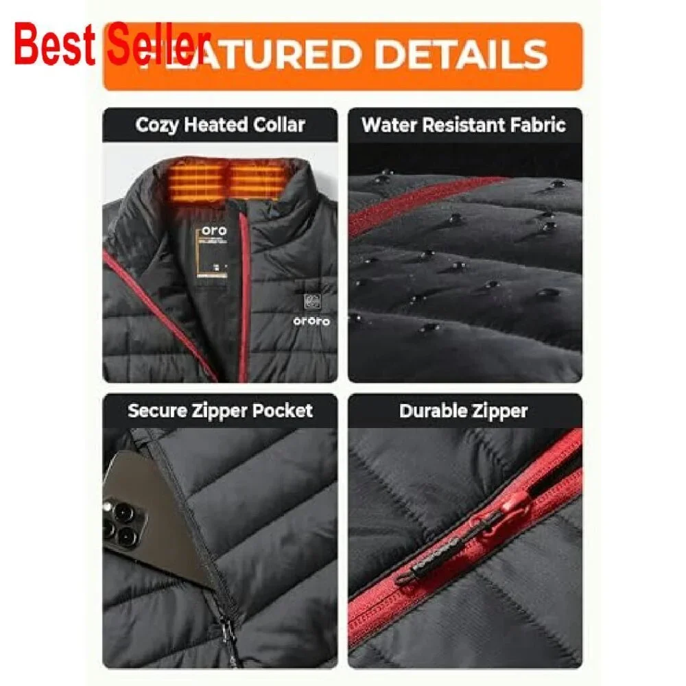 Lightweight Heated Puffer Vest USB-C Rechargeable Battery Classic Chic